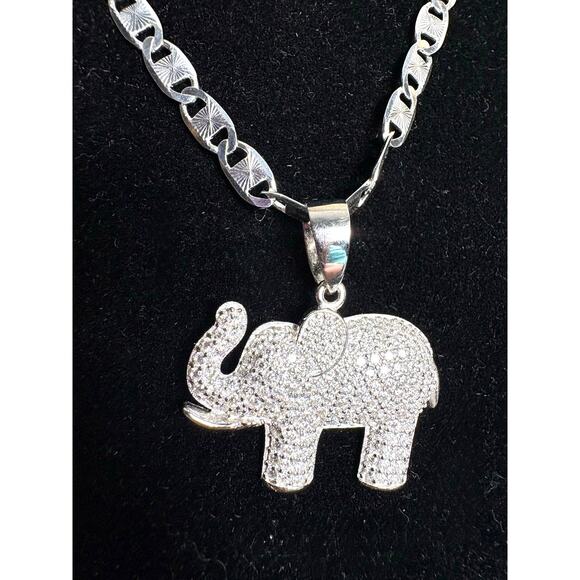 1ct Moissanite Elephant on 19" Chain, 925 Silver & Bonus Bracelet - Picture 3 of 6